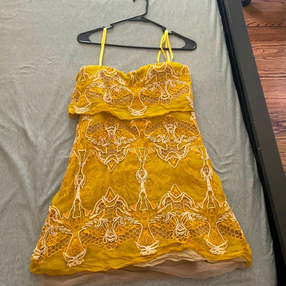 Bcbg gold dress